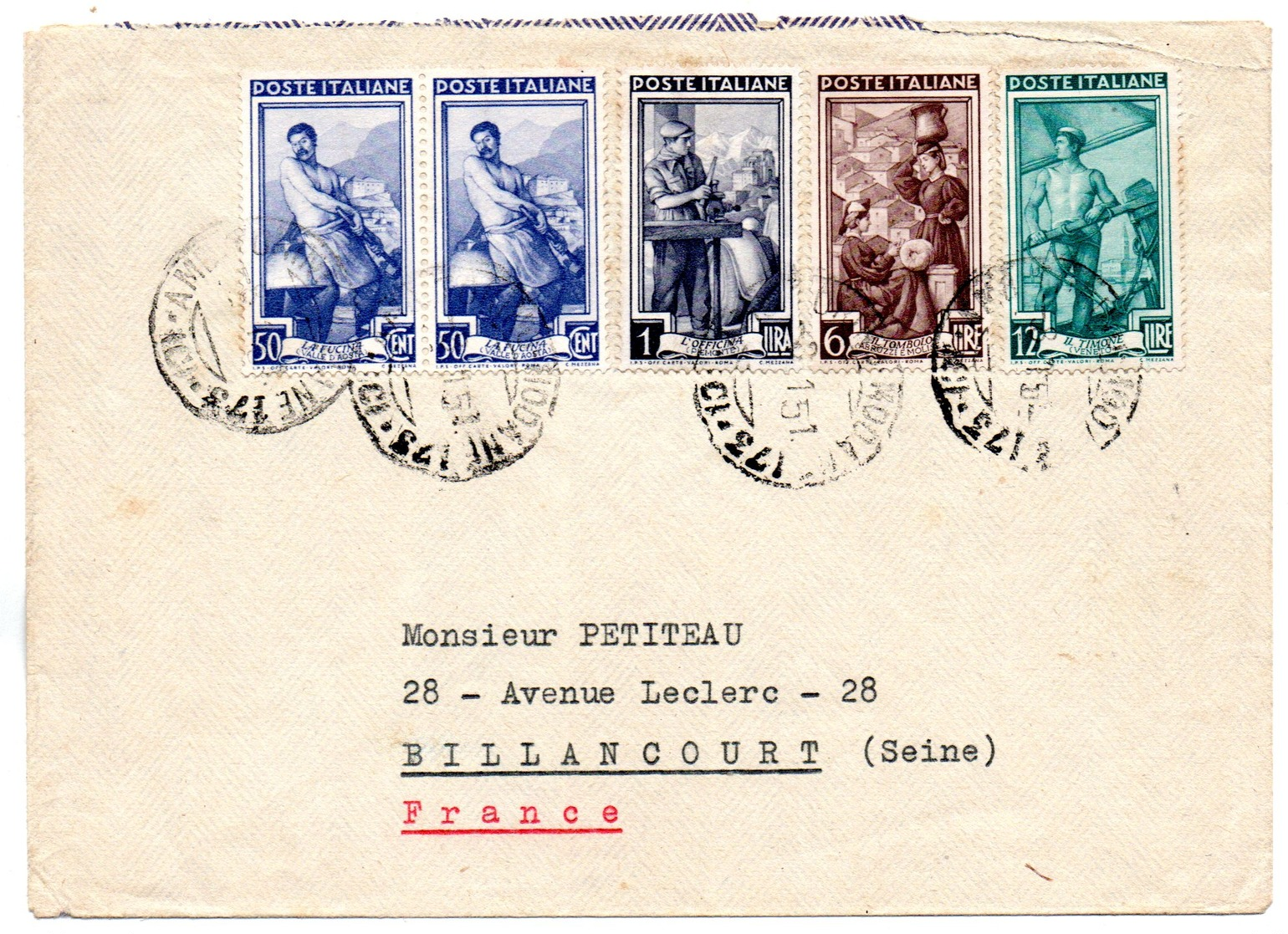 ITALIE - Belle Lettre De 1950 - - 1946-60: Marcophilia