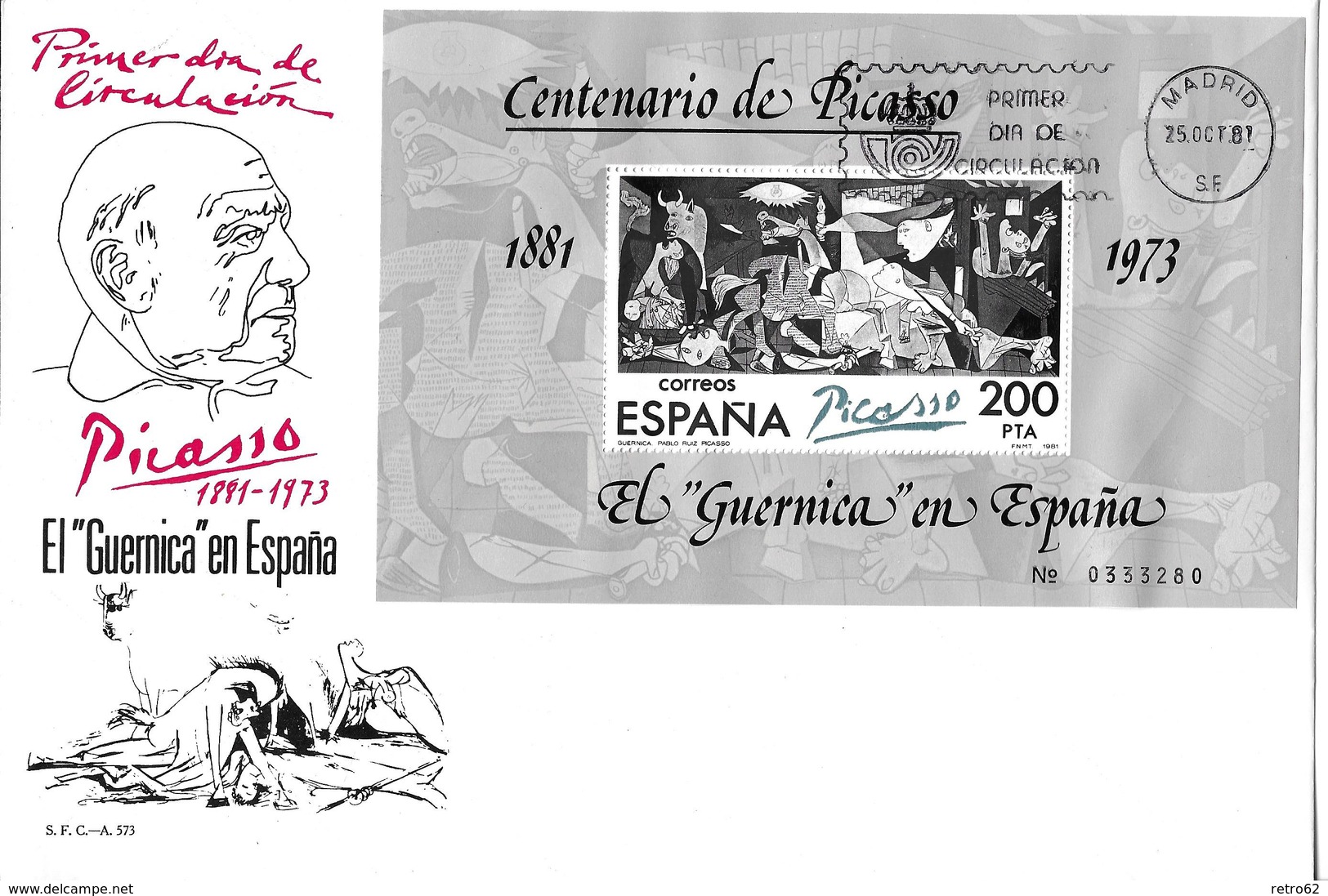 1981 CENTENARIO DE PICASSO → Primer Dia De Circulacion - Lettres & Documents