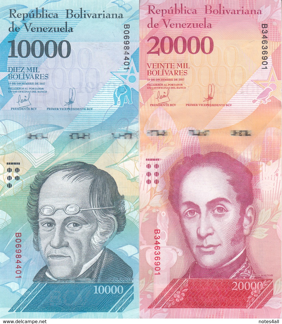 VENEZUELA 500 : 100000 Bolivares 2016 2017 P94 :P100 New UNC 7 NOTES SET */* - Venezuela