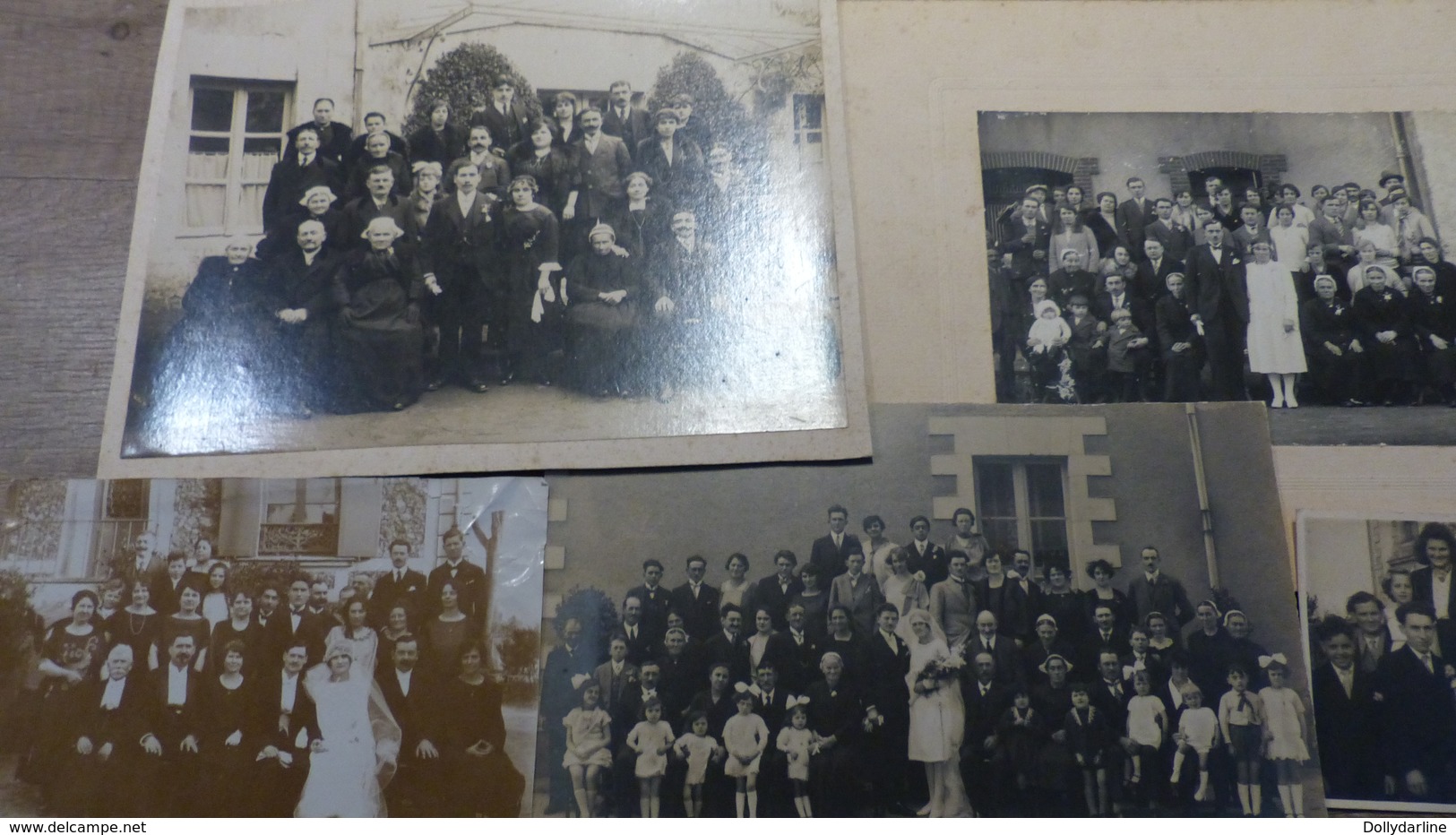 LOT De 9 PHOTOS De MARIES Mariage Circa Années 1920 Robe De Mariée Groupe De Famille Amis - Otros & Sin Clasificación