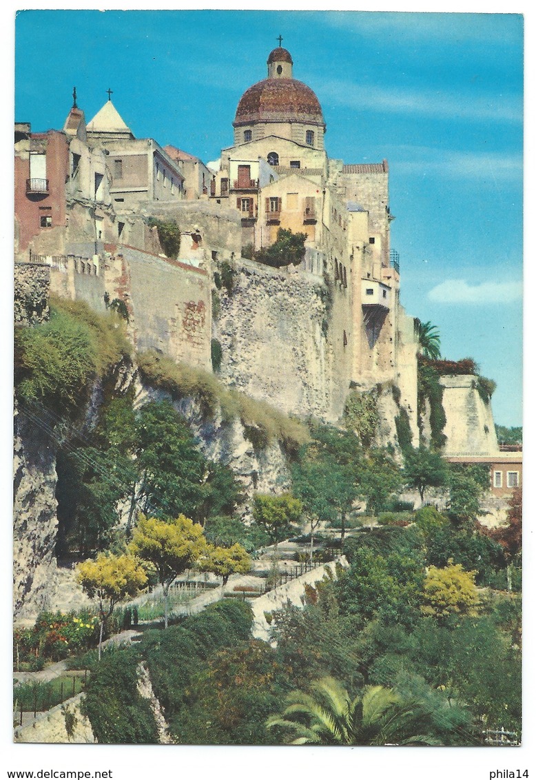 CARTE POSTALE CAGLIARI TERRAPIENO CON VEDUTA DEL CASTELLO - Cagliari