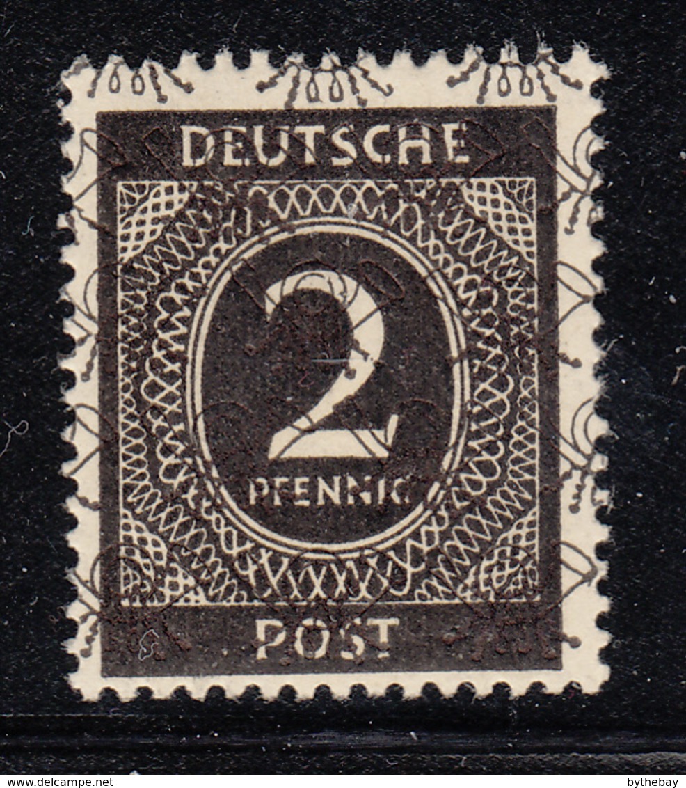 Germany 1948 MH Sc #593A 2pf Numeral Overprint All-over Posthorns - Other & Unclassified