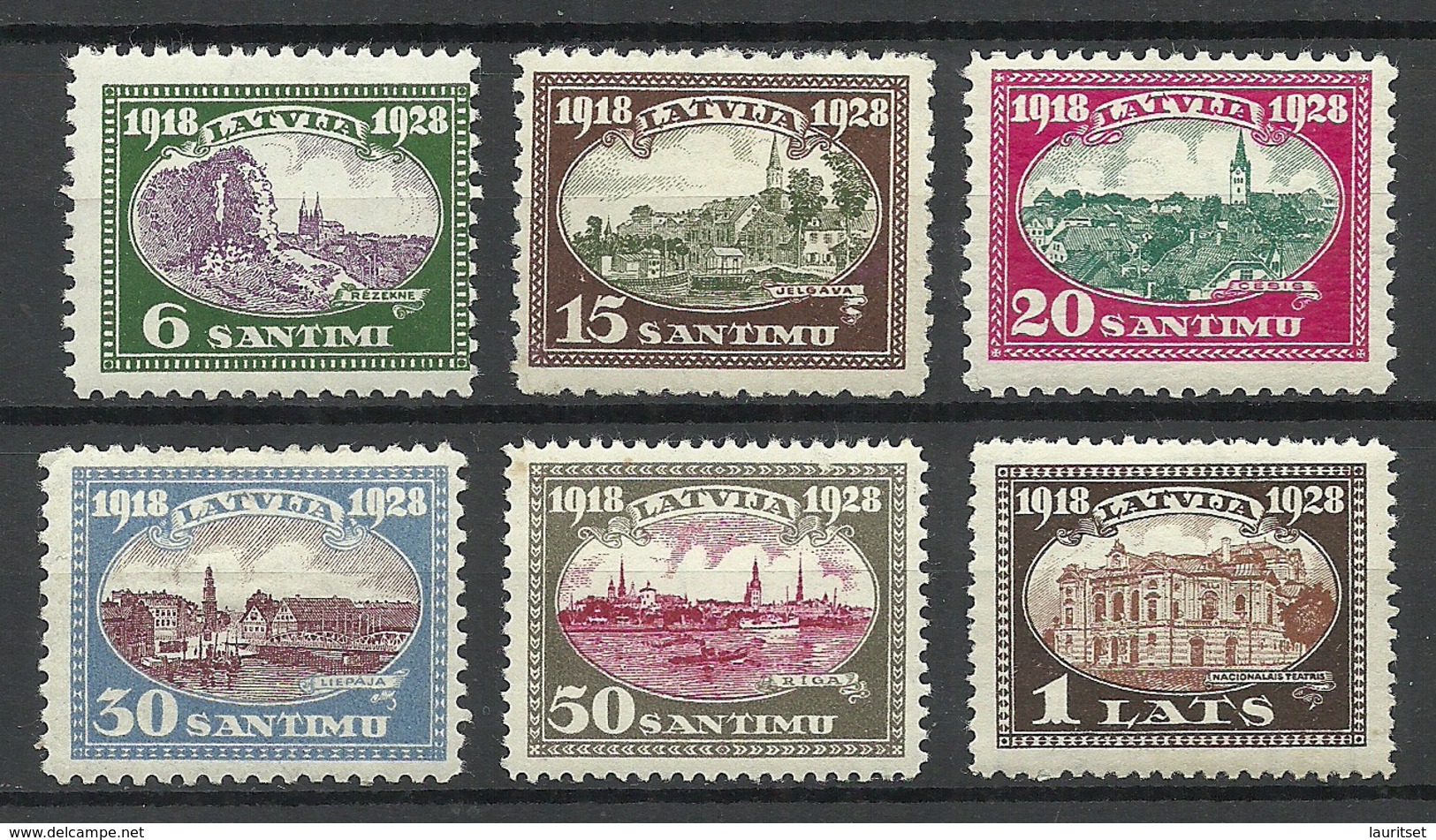 LETTLAND Latvia 1928 Michel 132 - 137 * Mi 137 Signed Richter - Lettland