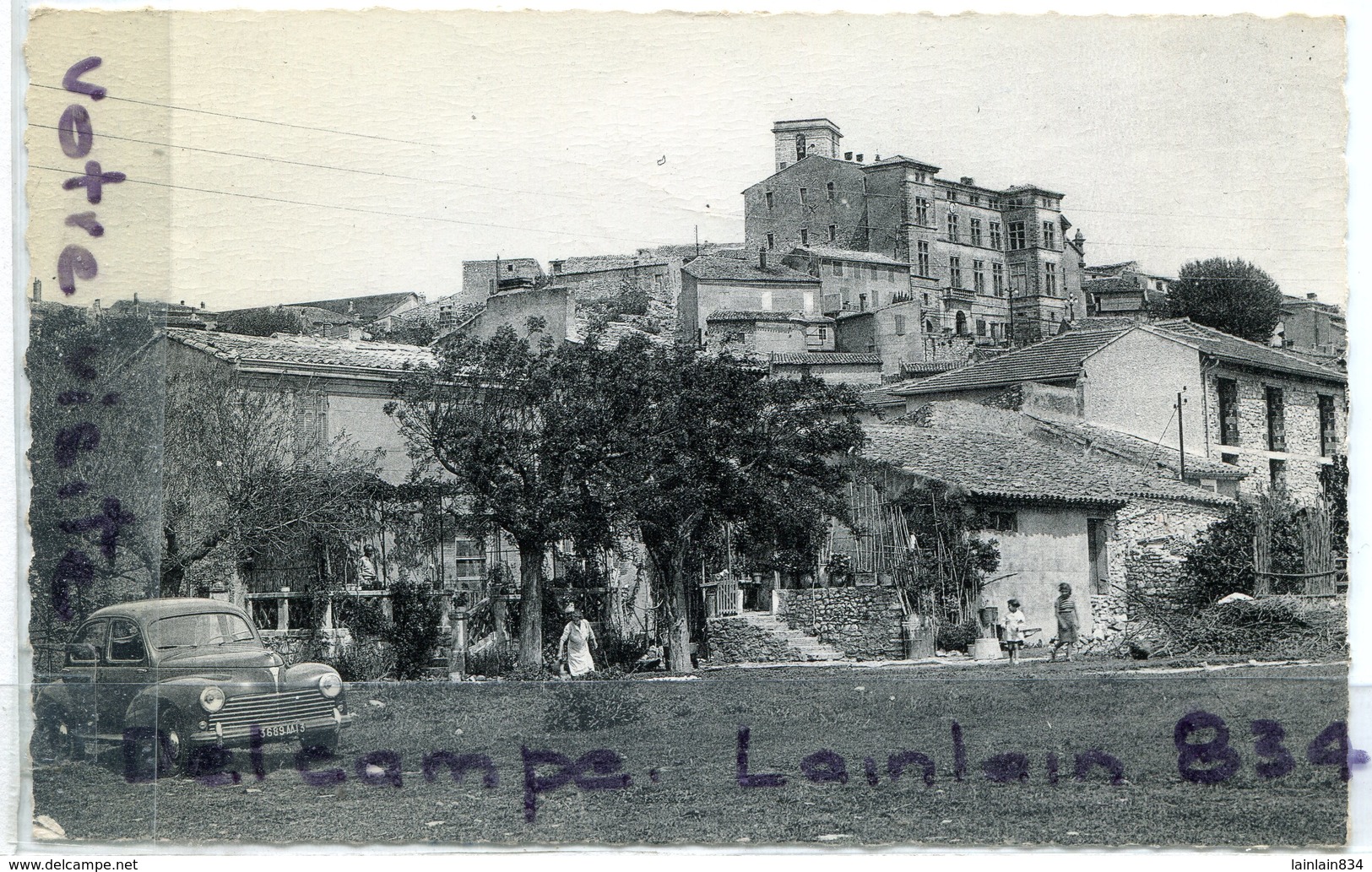 - EGUILLES -  ( B Du R ), Quartier Bas, Voiture Peugeot 203, Avec Plaque Visible, Automobile, Animation, TBE, Scans.. - Otros & Sin Clasificación