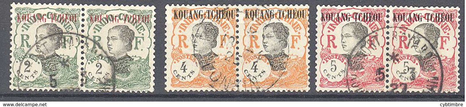 Kouang-Tchéou: Yvert N° 57-59-60°; Les 3 Paires - Used Stamps