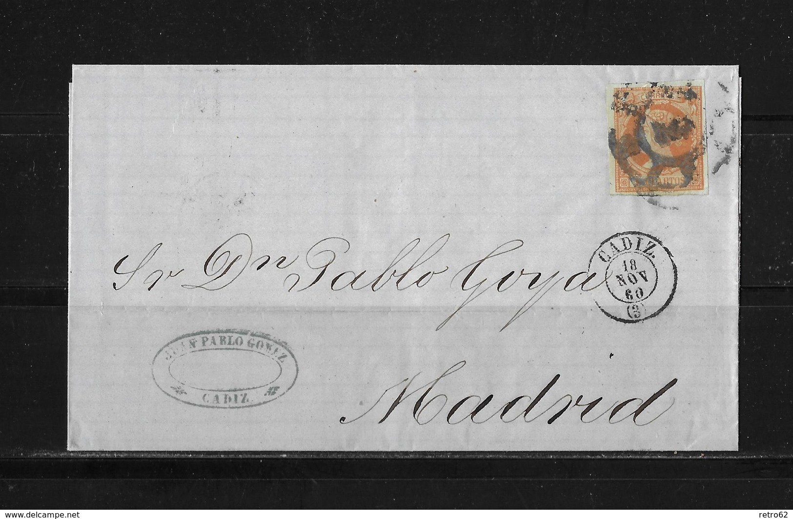 1860 SPANIEN → Brief Cadiz Nach Madrid - Lettres & Documents