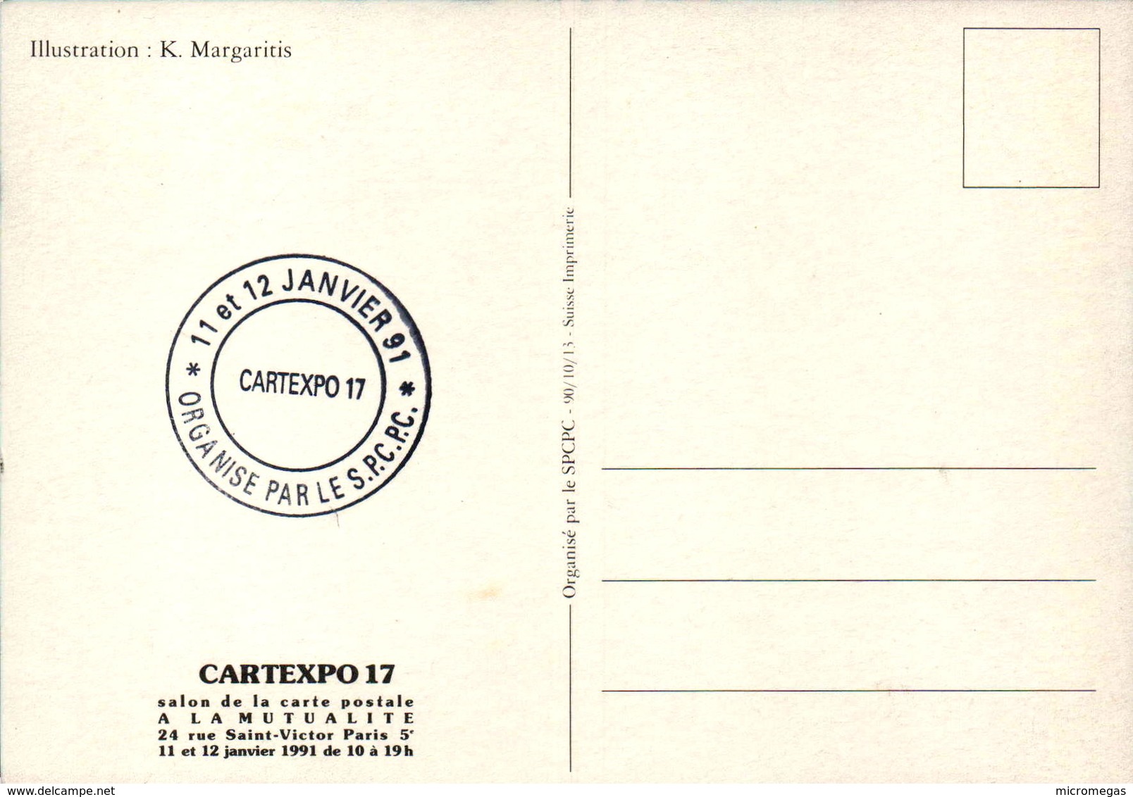 Cartexpo 17 - Salon De La Carte Postale à La Mutualité, 1991 - Bourses & Salons De Collections