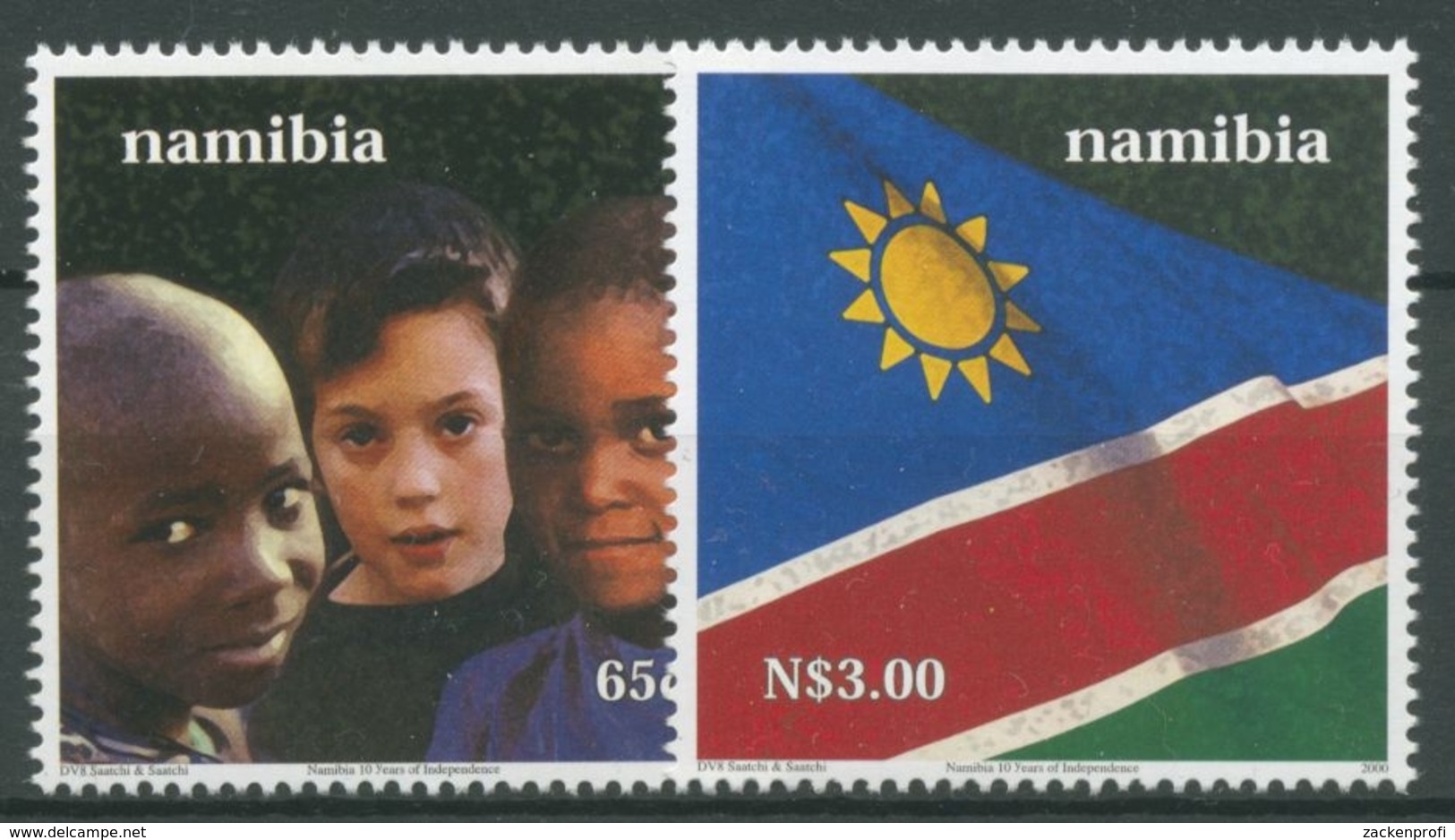 Namibia 2000 10 Jahre Unabhängigkeit Kinder Flagge 1013/14 Postfrisch - Namibia (1990- ...)