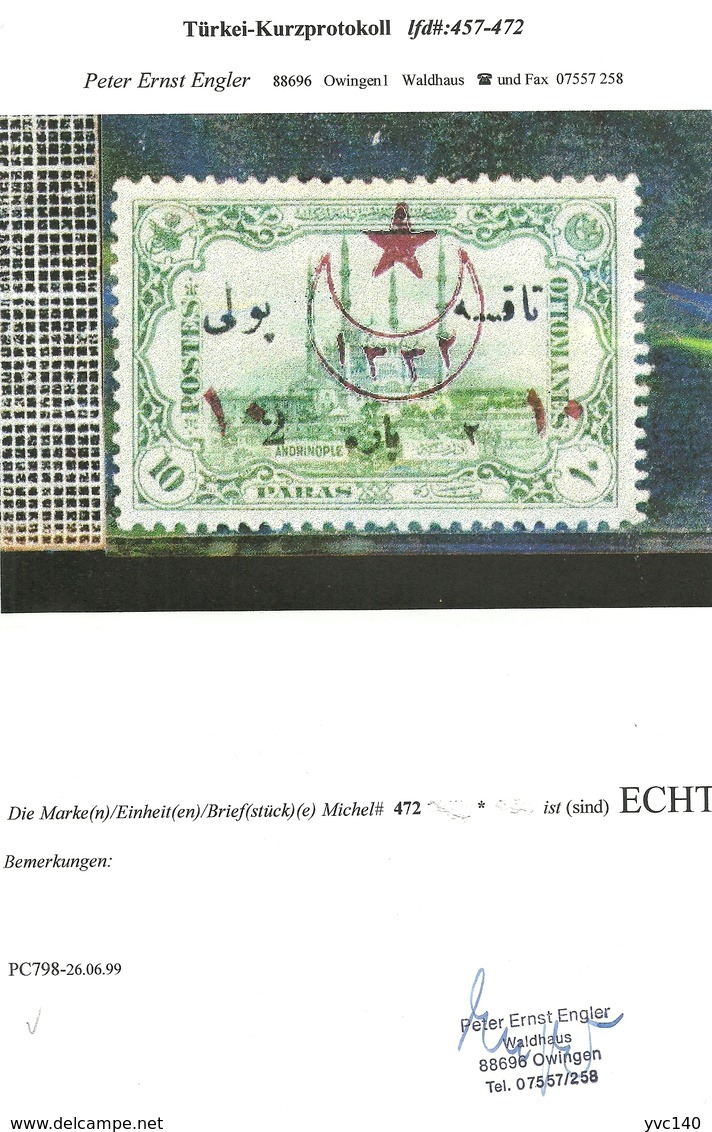 Turkey; 1916 Overprinted War Issue Stamp - Ungebraucht