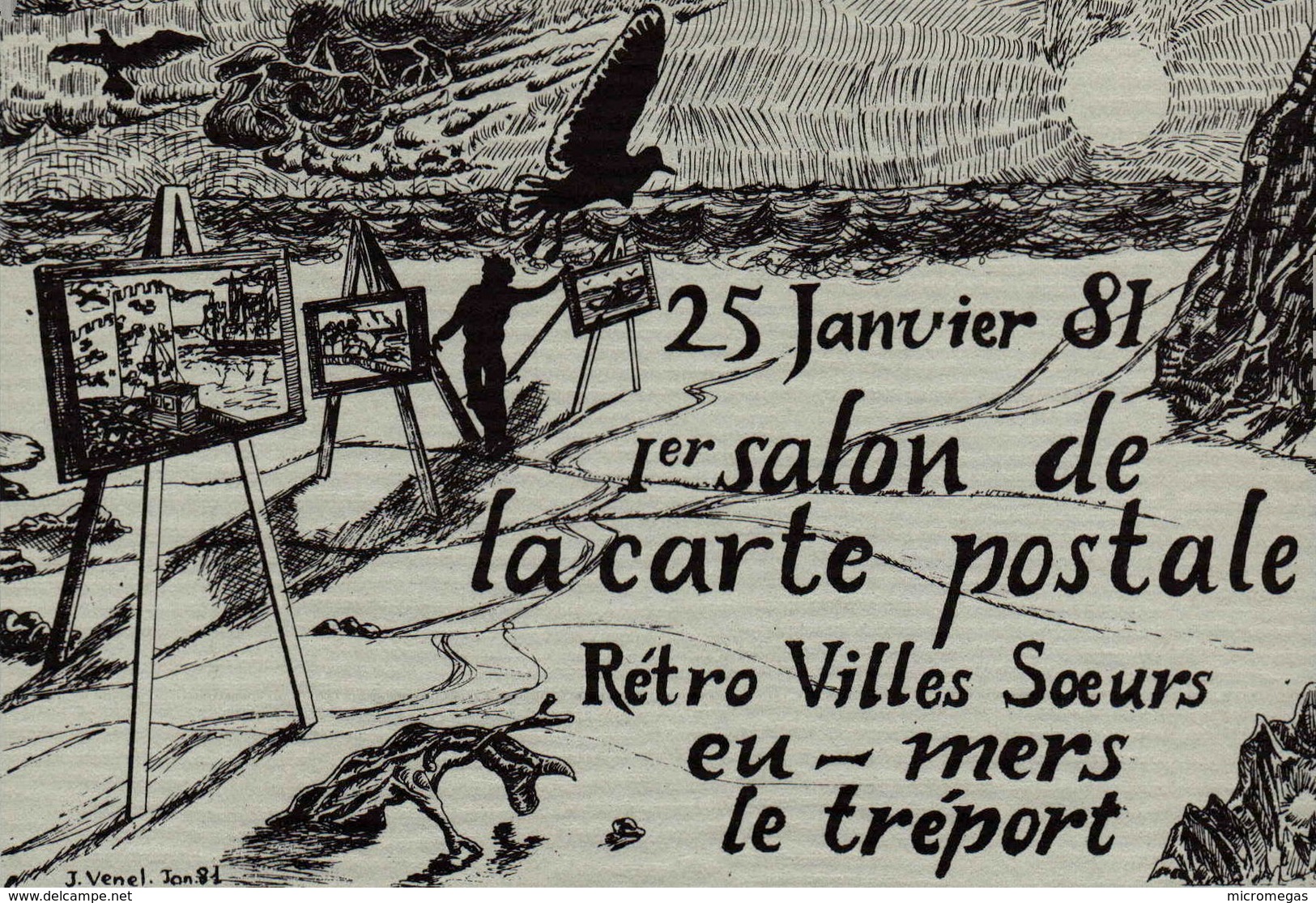 1er Salon De La Carte Postale Rétro Villes Soeurs Eu - Mers - Le Tréport - 1981 - Bourses & Salons De Collections