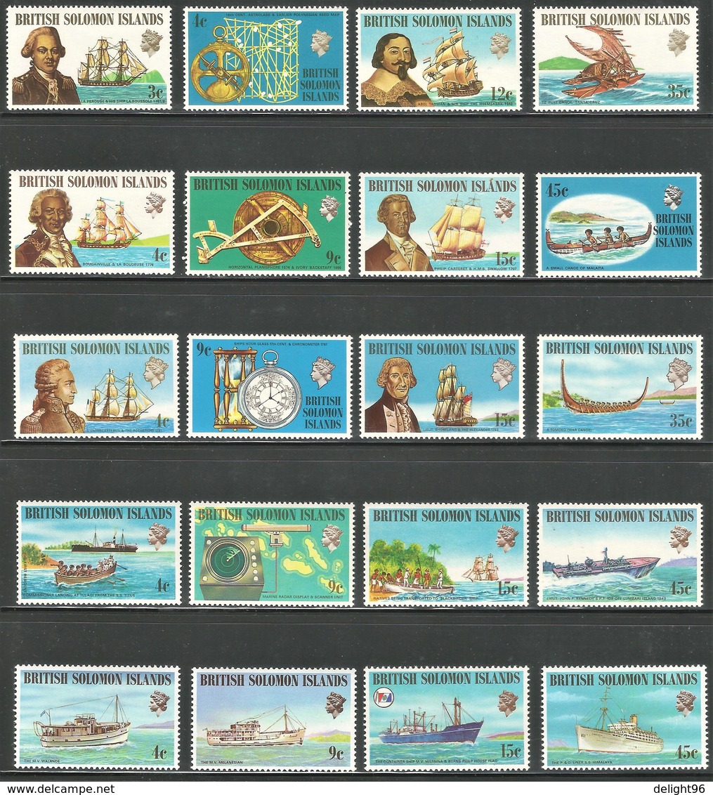 1971-75 Solomon Islands Explorers And Maritime Vessels Series (** / MNH / UMM) - Barcos