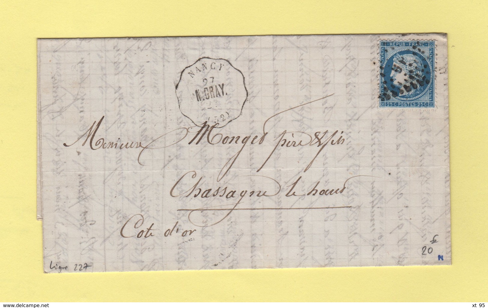 Convoyeur Station - Nancy - Ligne 227 - Nancy A Gray - 1874 - Meurthe - Bahnpost