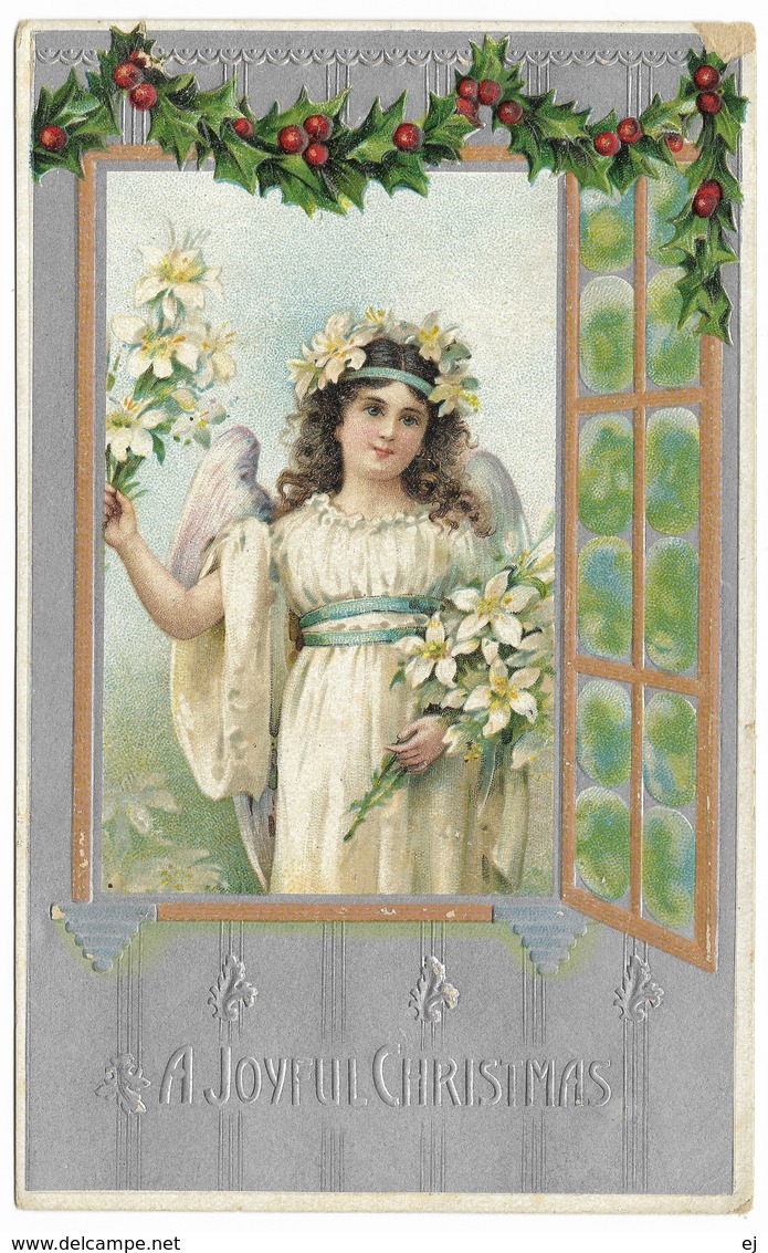 A Joyful Christmas - Angel, Lilies, Holly, Embossed - Other & Unclassified