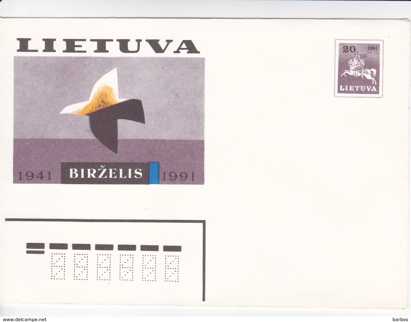 Lituanie   Lietuva 1991  Pre-paid Envelope - Lithuania