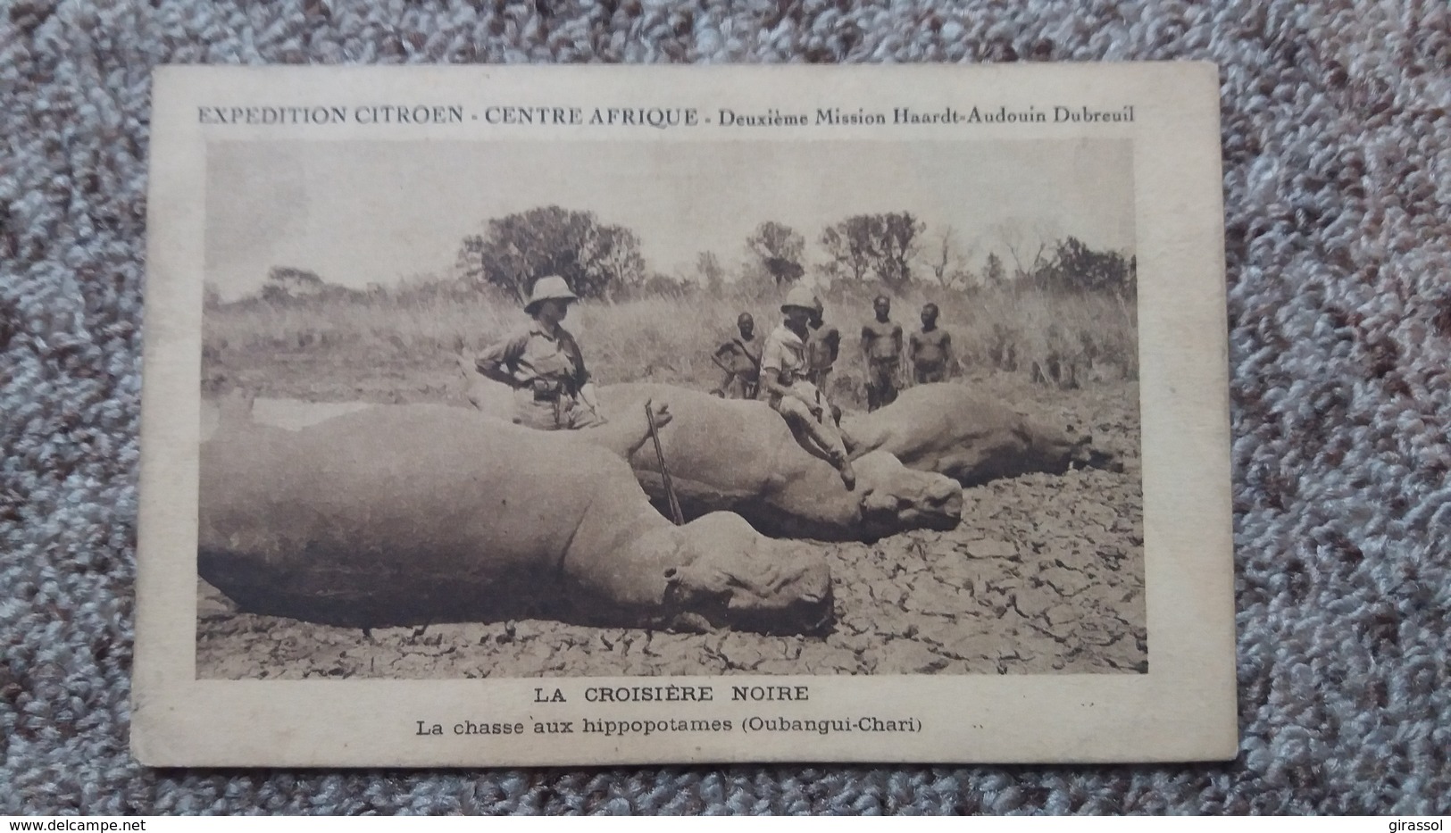 CPA CROISIERE NOIRE LA CHASSE AUX HIPPOPOTAMES OUBANGUI CHARI EXPEDITION CITROEN CENTRE AFRIQUE 2 EME MISSION HAARDT AUD - Hippopotames