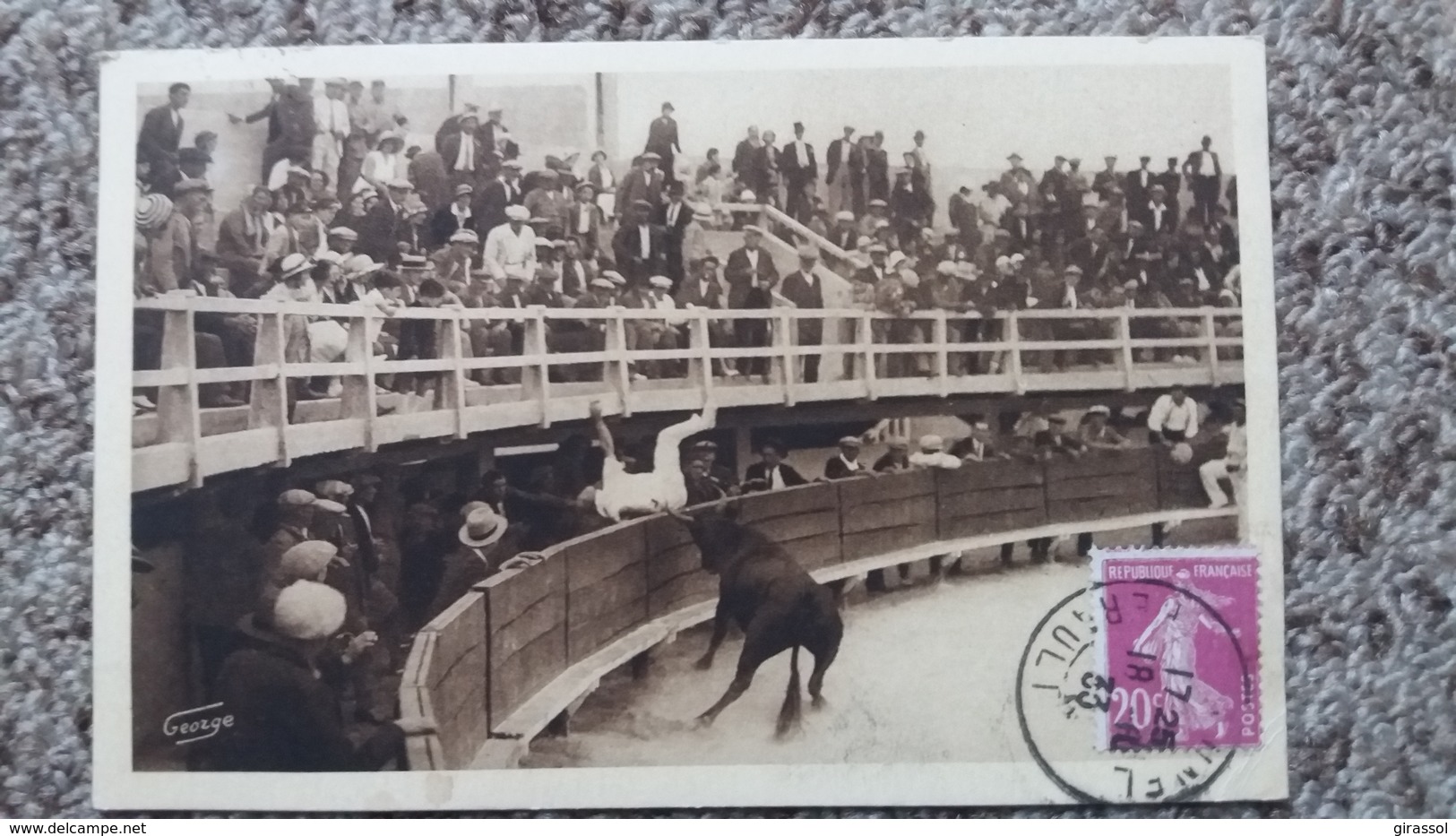 CPA CORRIDA TAUREAU ARENES DE STES MARIES DE LA MER L ORPHELIN DE F GRAMON A JETE BISCAREL PHOTO GEORGE 719 - Corrida