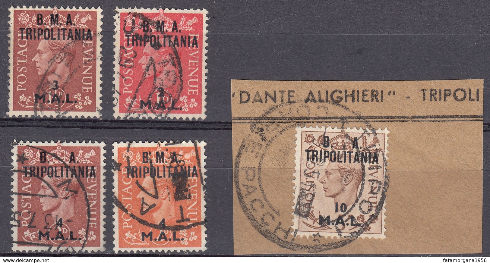 TRIPOLITANIA Amministrazione Civile E Militare Britannica - Lotto Di 5 Valori Usati Assortiti. - Africa Del Sud-Ovest (1923-1990)