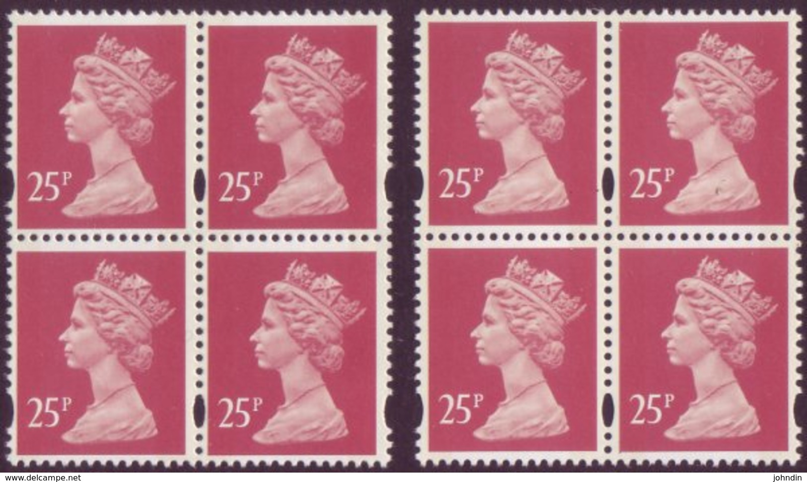 GB 2 X 25p Blocks Of 4 - SG Y1775 - Machin With 2 Phosphor Bands - Printed In Lithography UM/MNH - Machins