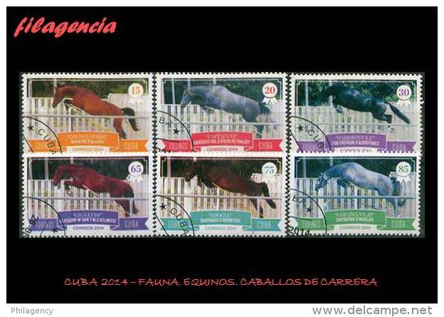 USADOS. CUBA. 2014-37 FAUNA. EQUINOS. CABALLOS DE CARRERA - Used Stamps