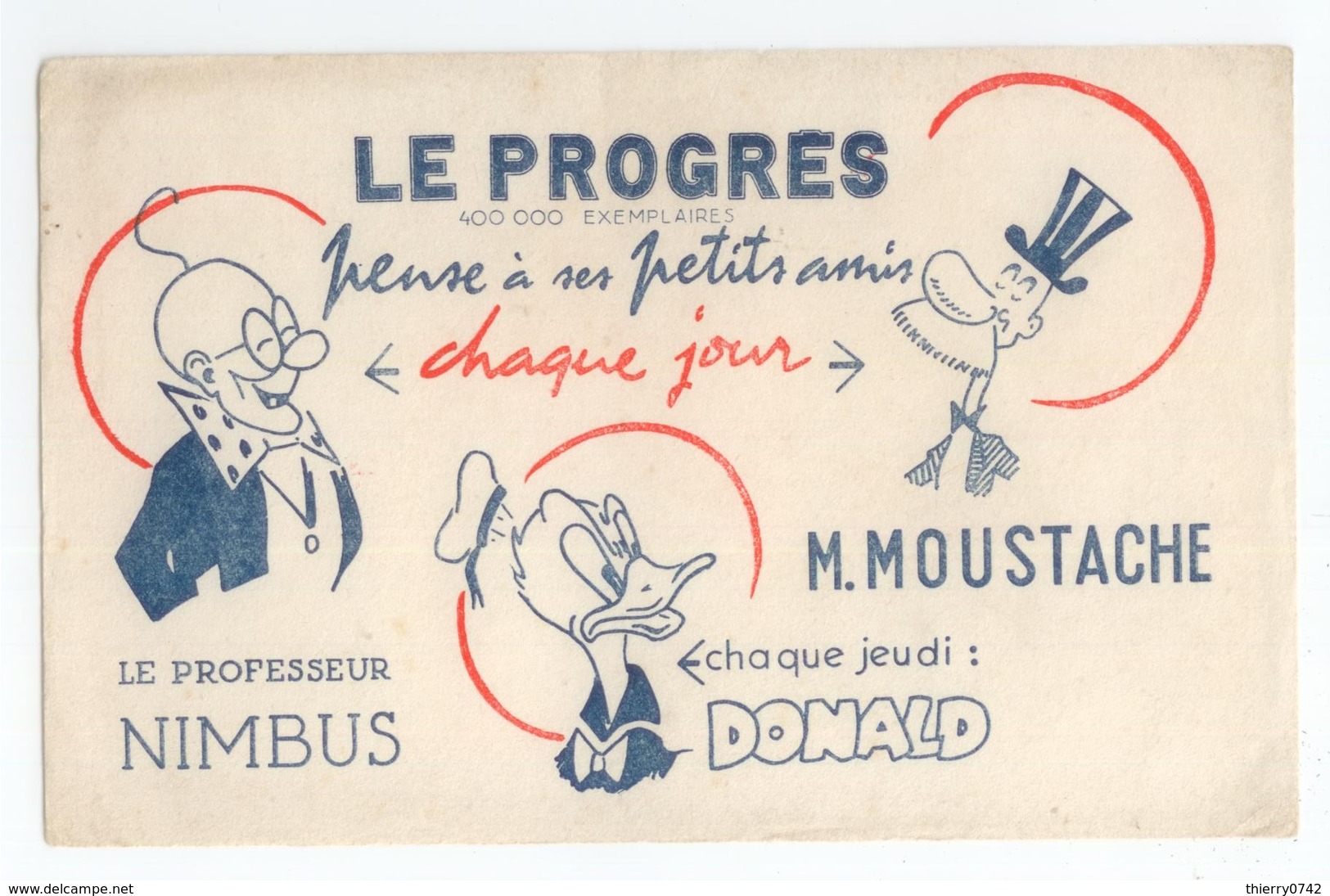 BUVARD PRESSE ECRITE LE PROGRES DISNEY DONALD PROFESSEUR NIMBUS M.MOUSTACHE BE - Autres & Non Classés