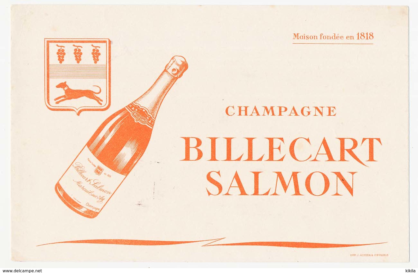 Buvard 21 X 13.5  Champagne BILLECART SALMON Fondée En 1818 - Liqueur & Bière