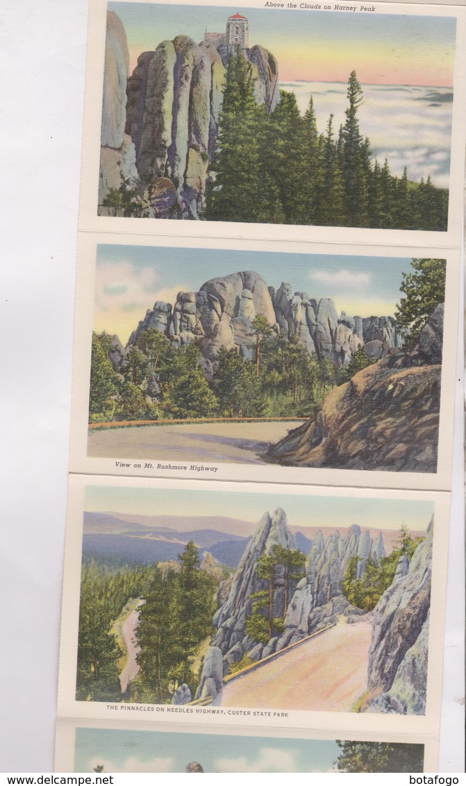 CARNET 20 VUES FACE ET DOS, THE BLACK HILLS OF SOUTH DAKOTA - Mount Rushmore