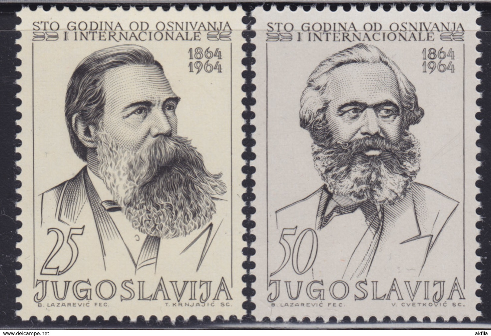 Yugoslavia 1964 Friedrich Engels And Karl Marx, MNH (**) Michel 1091-1092 - Karl Marx