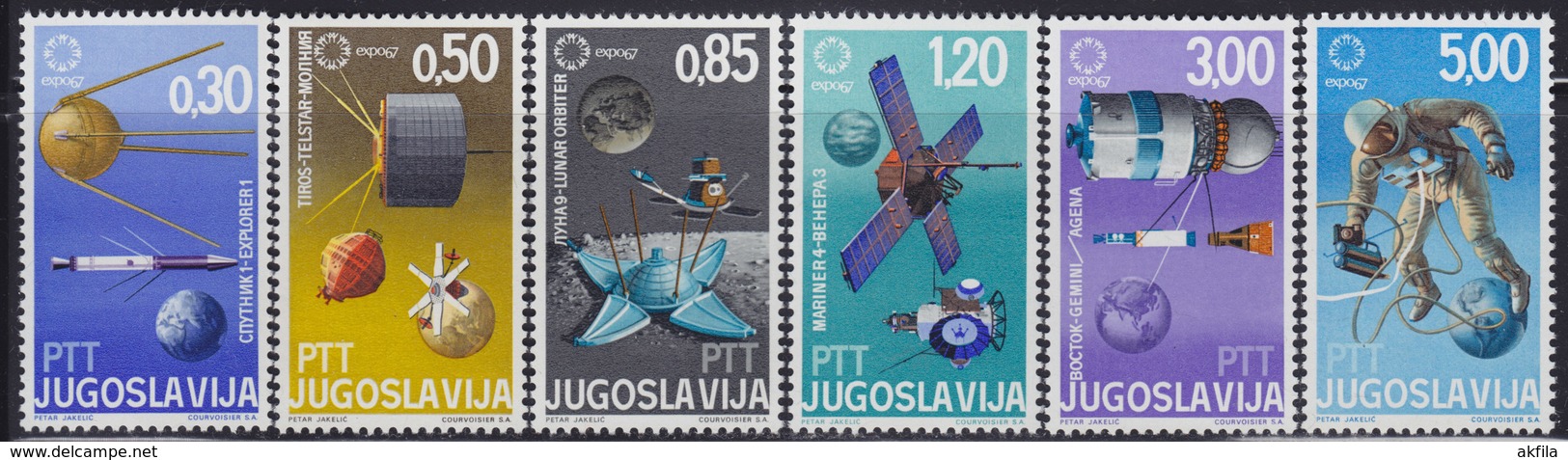 Yugoslavia 1967 Expo '67 Montreal, Canada - Cosmos, MNH (**) Michel 1216-1221 - 1967 – Montreal (Kanada)