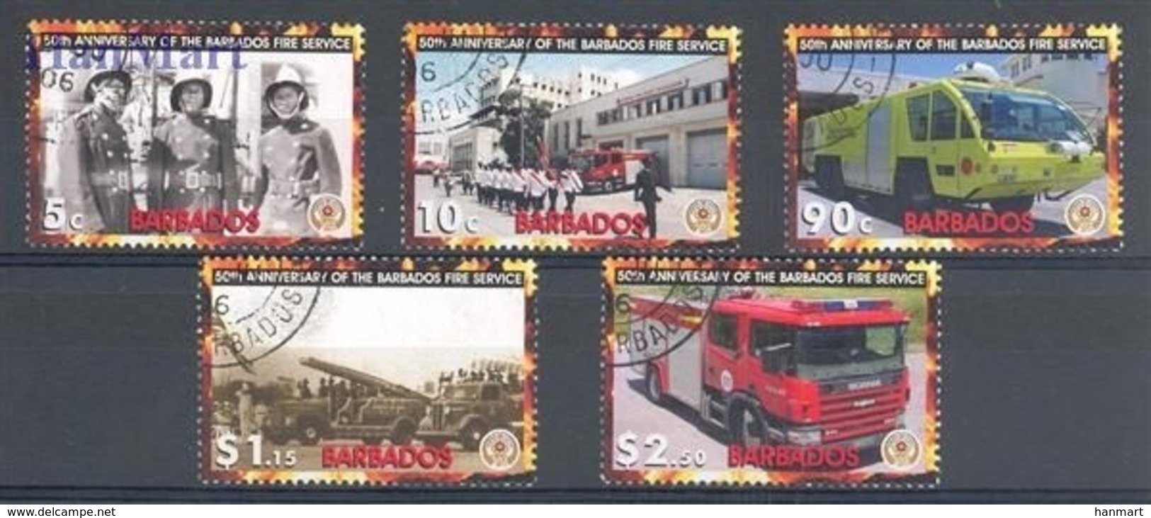 Barbados 2005 Mi 1110-1114 Cancelled ( SZS2 BRB1110-1114 ) - Firemen