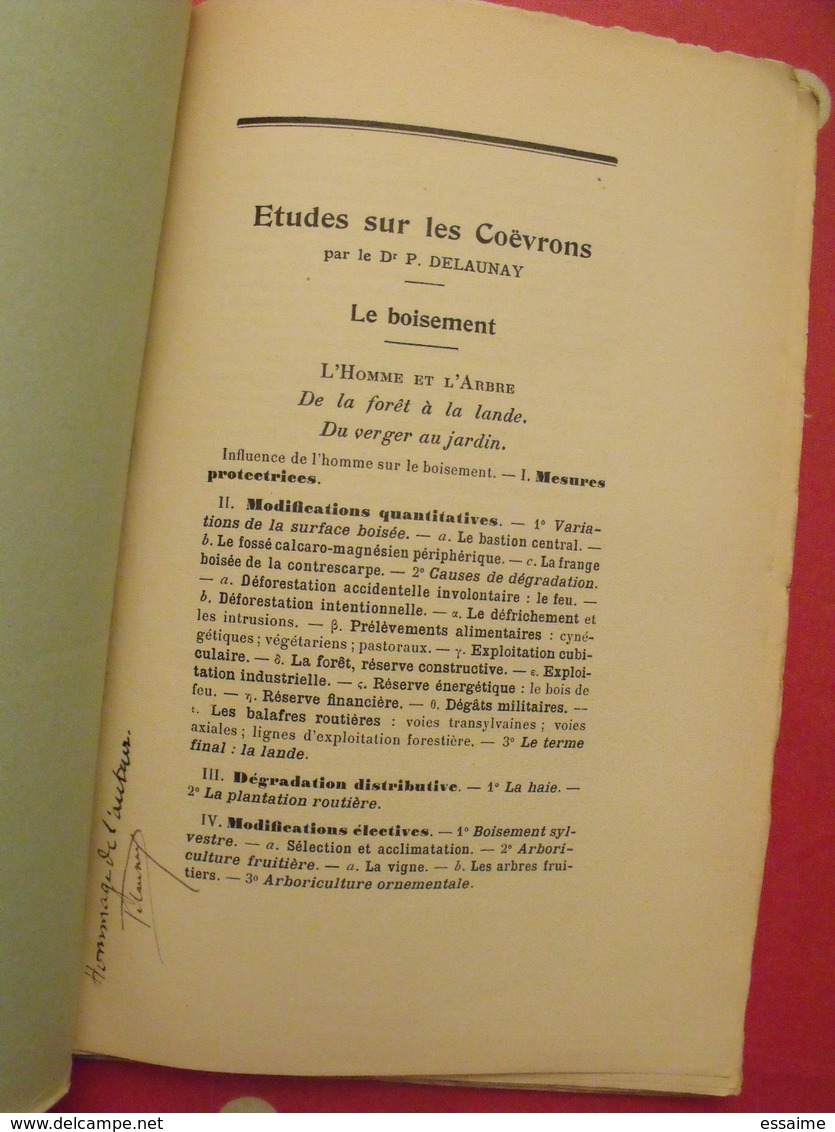 études Sur Les Coëvrons. Le Boisement. P. Delaunay. 1956. Mayenne Laval évron Sillé. Goupil. Dédicacé - Pays De Loire