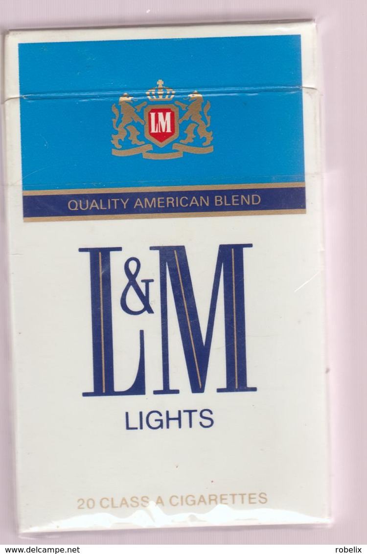 L&M Lights - American Empty Cigarettes Carton Box - Around (environ) 1980 - Etuis à Cigarettes Vides