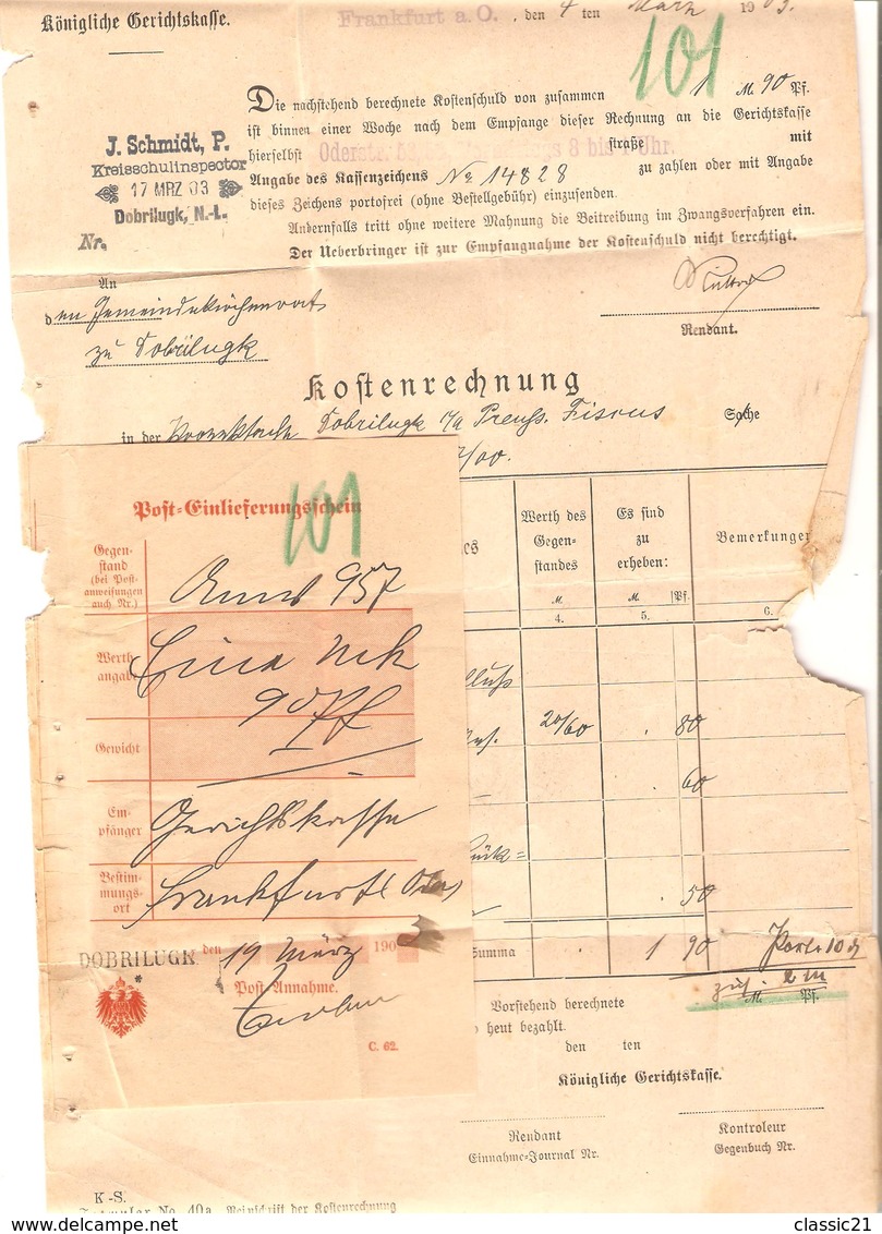 2885/ Deutsches Reich Frankfurt 1903 Frei Durch Ablösung Nr 21 N.Dobrilugk - Briefe U. Dokumente