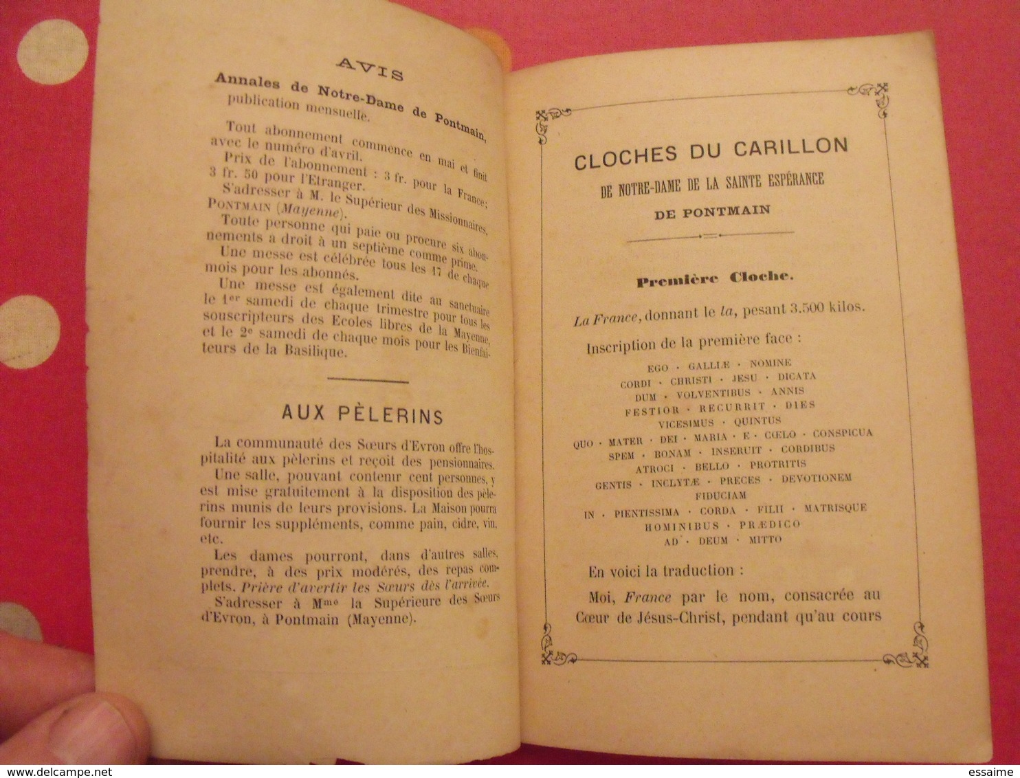 Souvenir Du Baptême Des 25 Cloches Du Carillon Notre-Dame De La Sainte Espérance De Pontmain. 1896 Mayenne - Pays De Loire