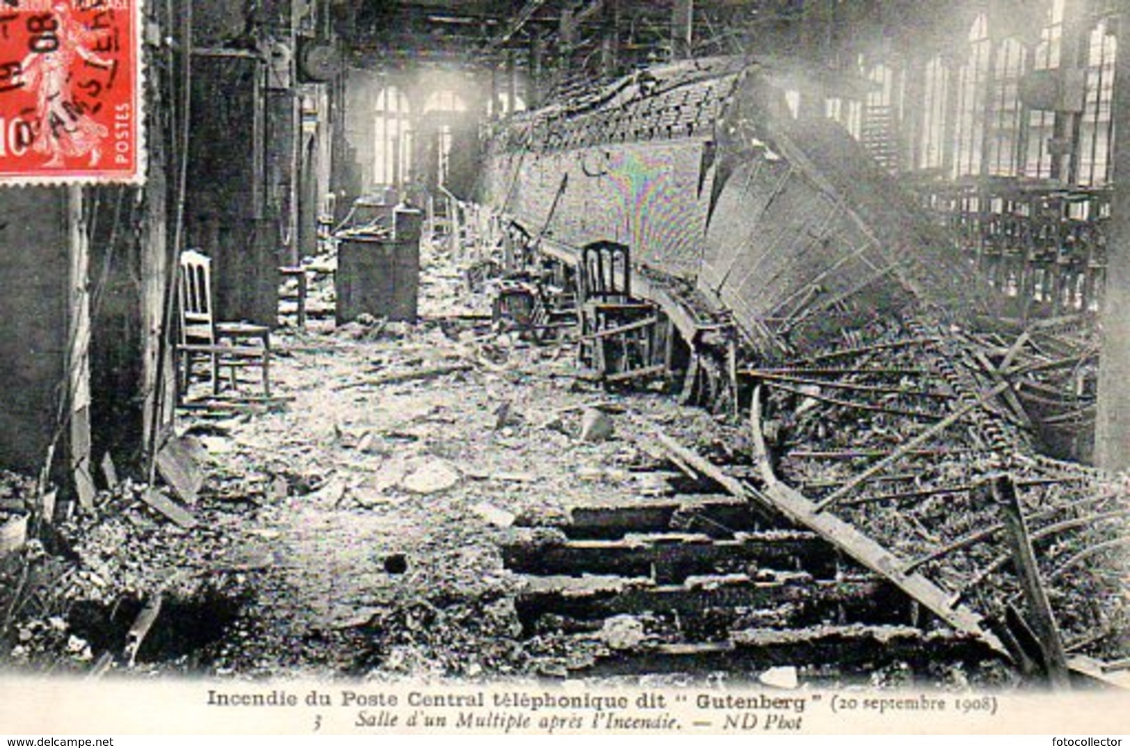 Paris 01 : Rue Du Louvre Incendie Du Central Téléphonique Gutenberg (20 Septembre 1908) Salle D'un Multiple - Paris (01)