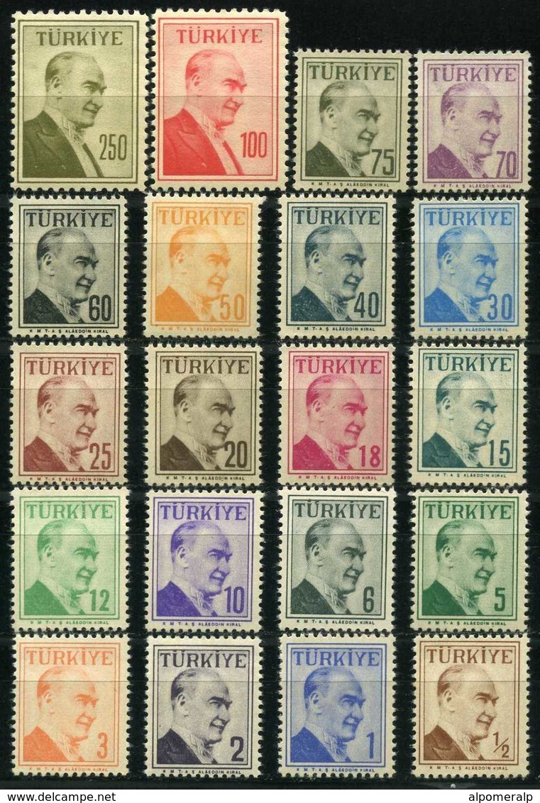 TURKEY 1958 (**) - Mi. 1573-92, 1957/58 ATATÜRK (Portrait With Double Line Frame) - Neufs