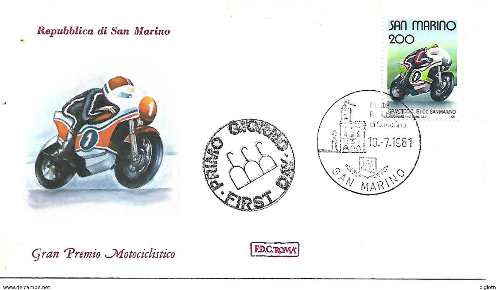 COR218 - FDC SAN MARINO - MOTO MOTOCICLISMO - GRAN PREMIO MOTOCICLISTICO - 10.7.1981 - Moto