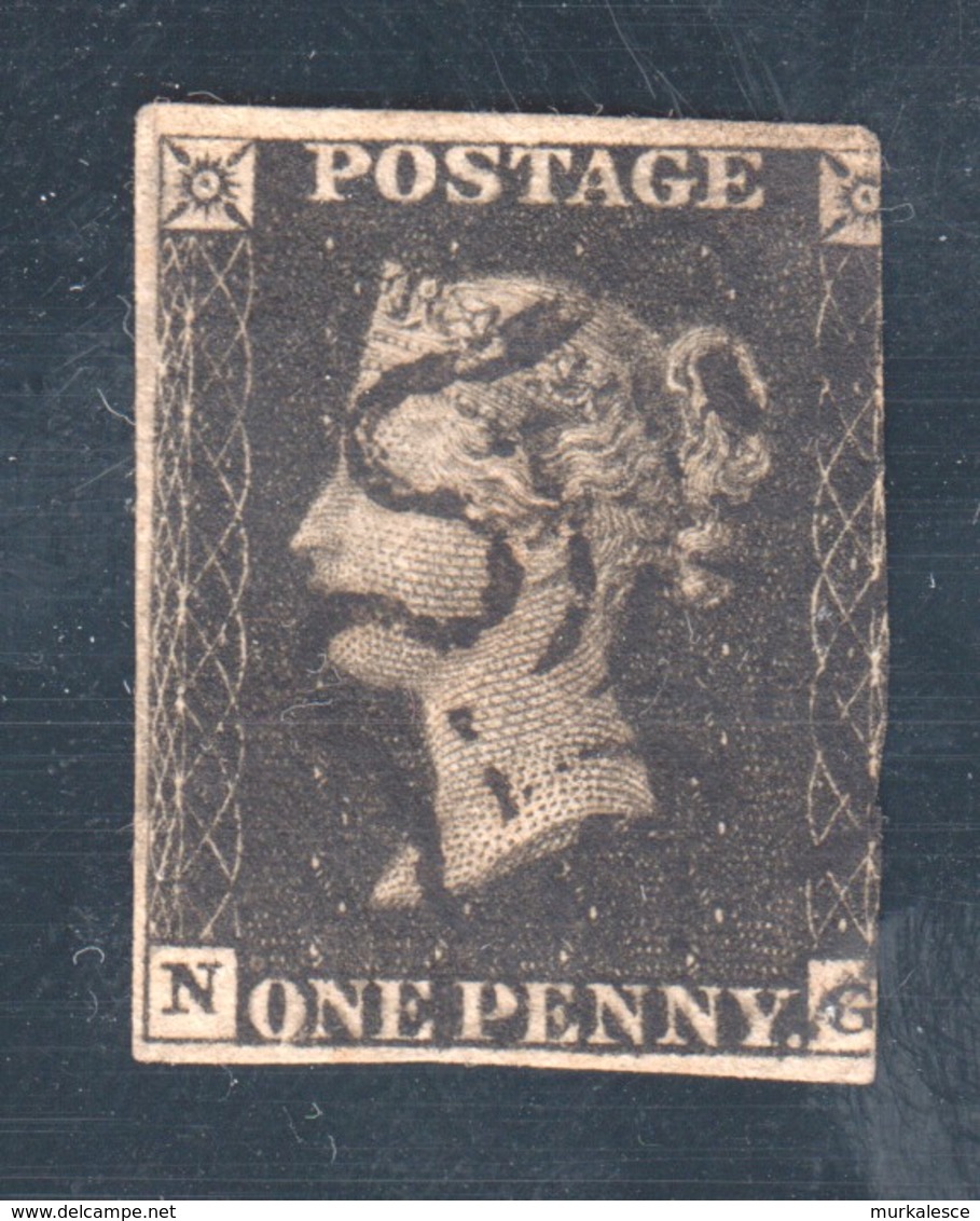 3932  1840:Queen Victoria, One Penny Black - Usados