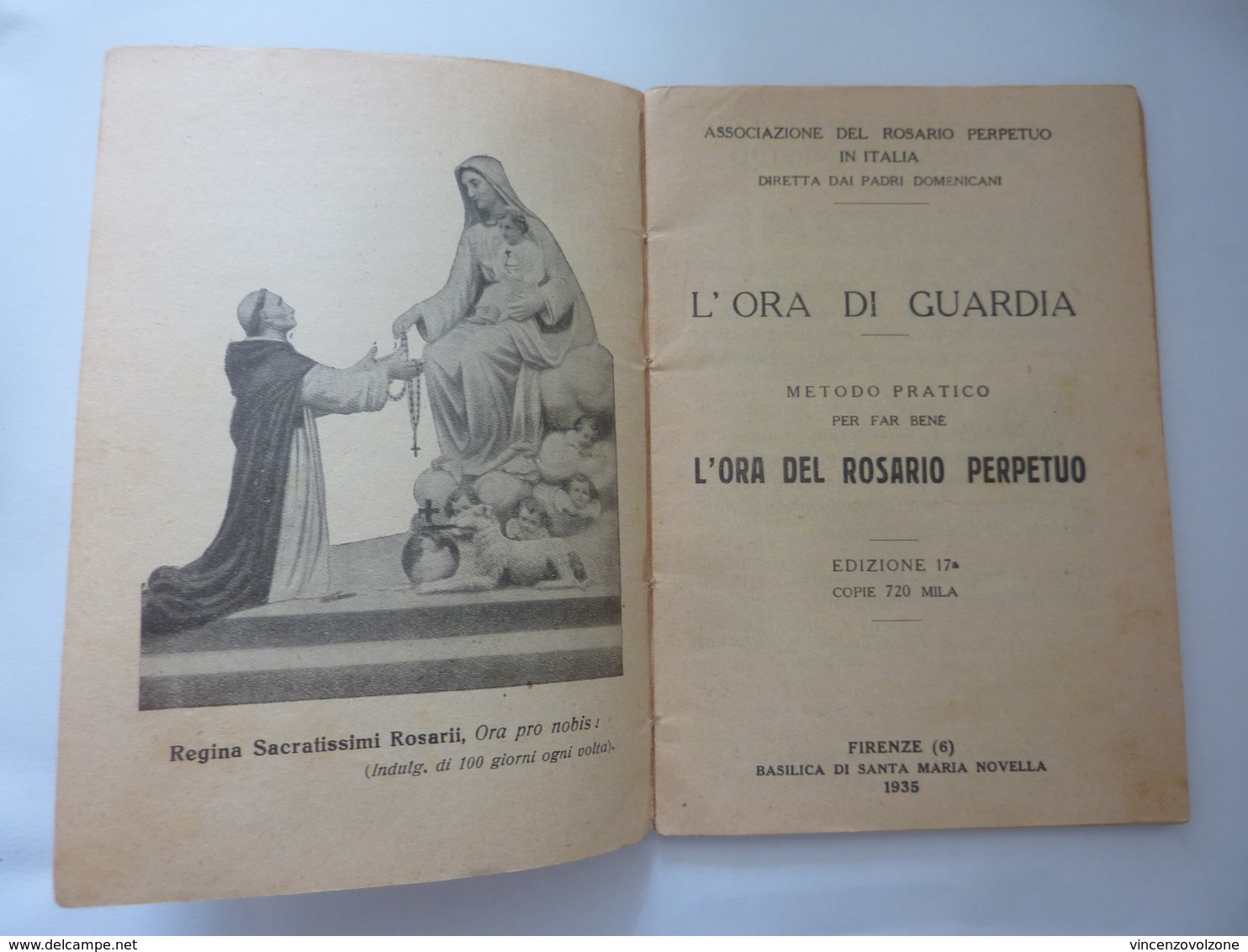 "Associazione Del Rosario Perpetuo L' ORA DI GUARDIA" Firenze, 1935 - Altri & Non Classificati