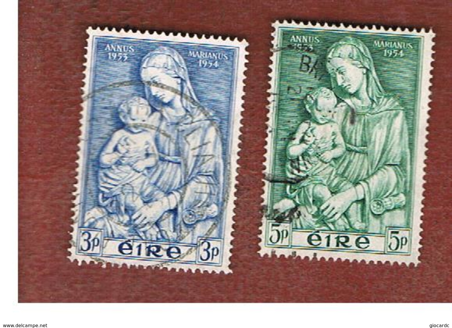 IRLANDA (IRELAND) -  SG 158.159   -  1954  MARIAN YEAR (COMPLET SET OF 2)    - USED - Usati