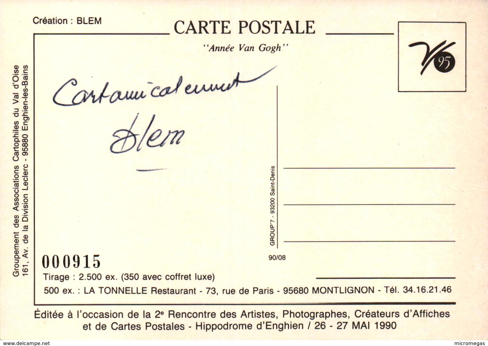 Enghien-les-Bains - 2e Rencontre De Créateurs D'Affiches Et De Cartes Postales 1990 - Bourses & Salons De Collections