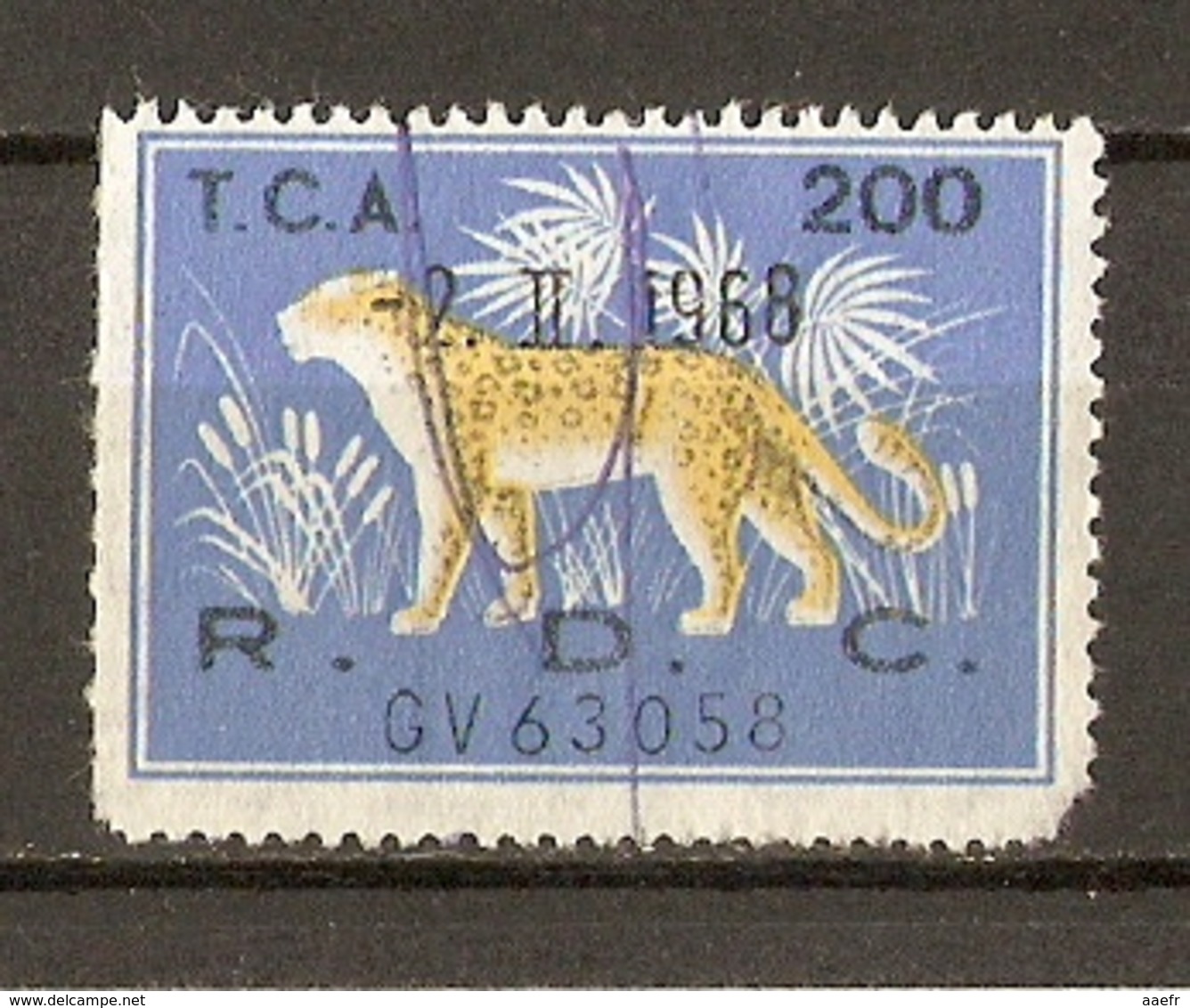 Congo RDC 1968 - Timbre Fiscal°  Surchargé TCA 200 - 2.II.1968 - Oblitérés