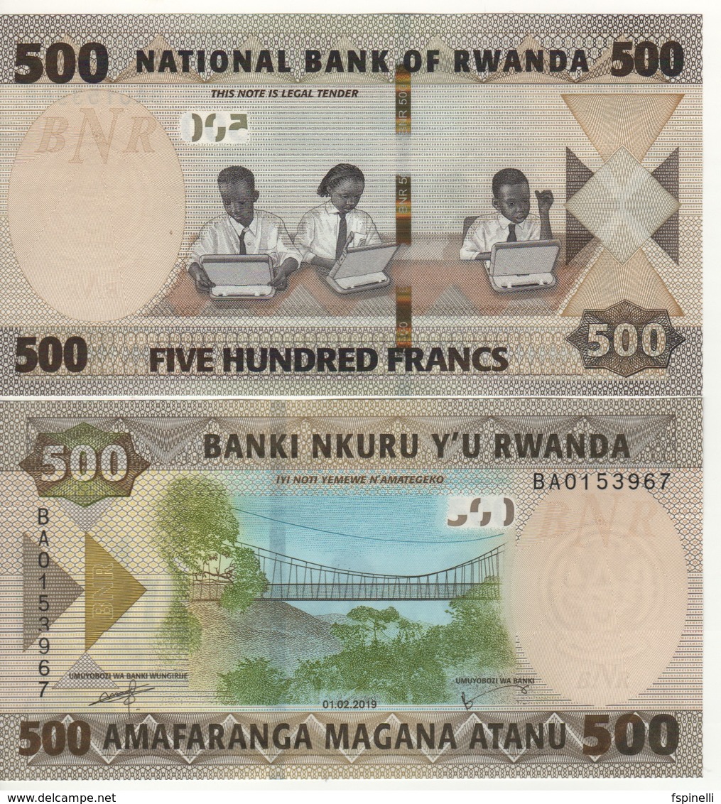 RWANDA New 500 &1000 Francs 2019     Pnew    UNC  ( 2 Notes ) - Ruanda