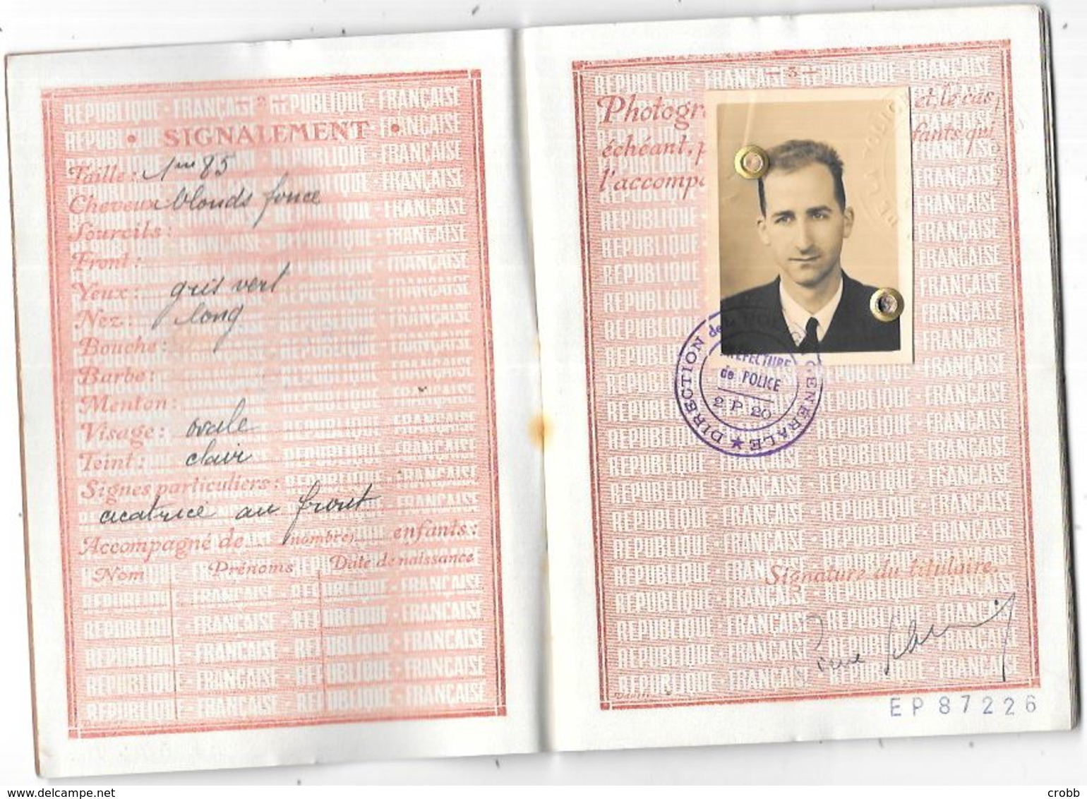 Passeport Francais Délivré En 1950 - Historical Documents