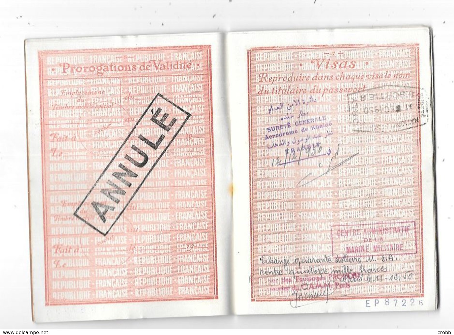 Passeport Francais Délivré En 1950 - Historical Documents