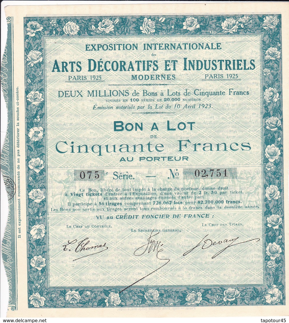 Alb 2) 2 Titres	Exposition Internationale Arts Décoratifs	1925  N=11 A/B - Autres & Non Classés