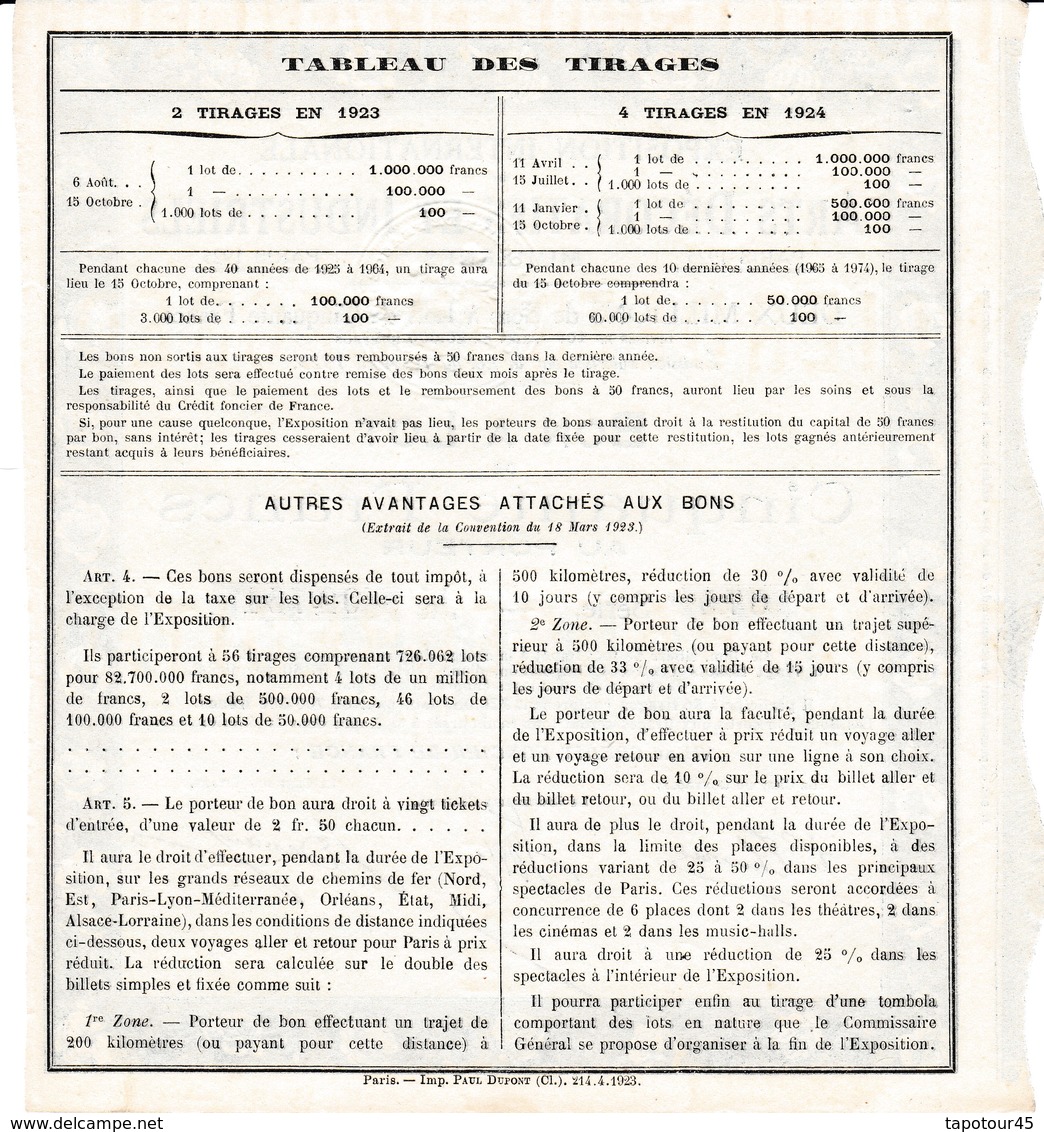 Alb 2) 2 Titres	Exposition Internationale Arts Décoratifs	1925  N=11 A/B - Autres & Non Classés