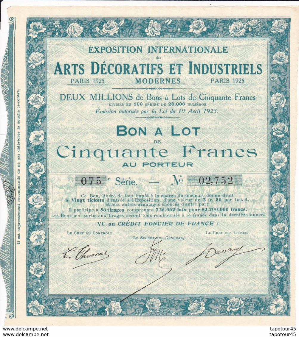 Alb 2) 2 Titres	Exposition Internationale Arts Décoratifs	1925  N=11 A/B - Autres & Non Classés