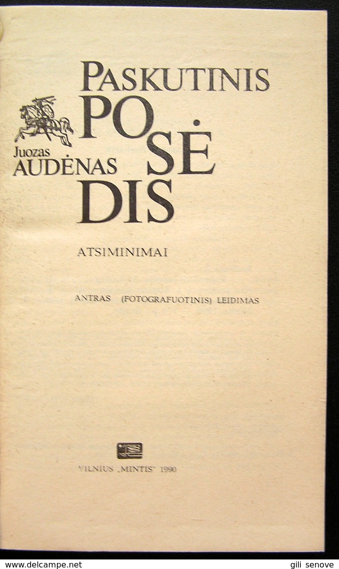 Lithuanian Book / Paskutinis Posėdis By J. Audėnas 1989 - Cultural