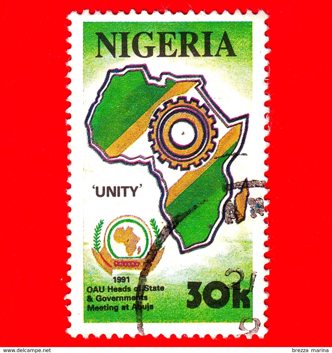 NIGERIA  - Usato - 1991 - Conferenza OAU Ad Abuja - Mappe - Unity - 30 - Nigeria (1961-...)