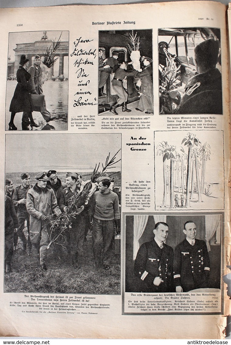 Berliner Illustrierte Zeitung 1940 Nr.51 Grüß Deinen Jungen...Deutscher Soldat Im Urlauberzug - German